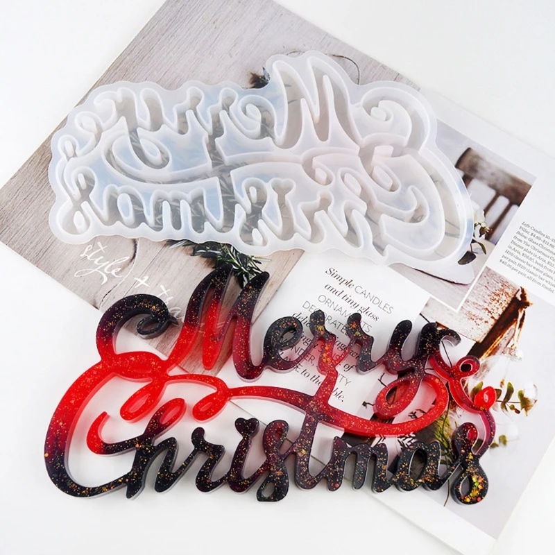 Feliz Navidad Moldes de Resina Epoxi de Moldes de Fundición para el BRICOLAJE de la Tabla de la Decoración de la Casa Ornamento de Navidad de Regalo de moldes Manualidades de Herramientas 2