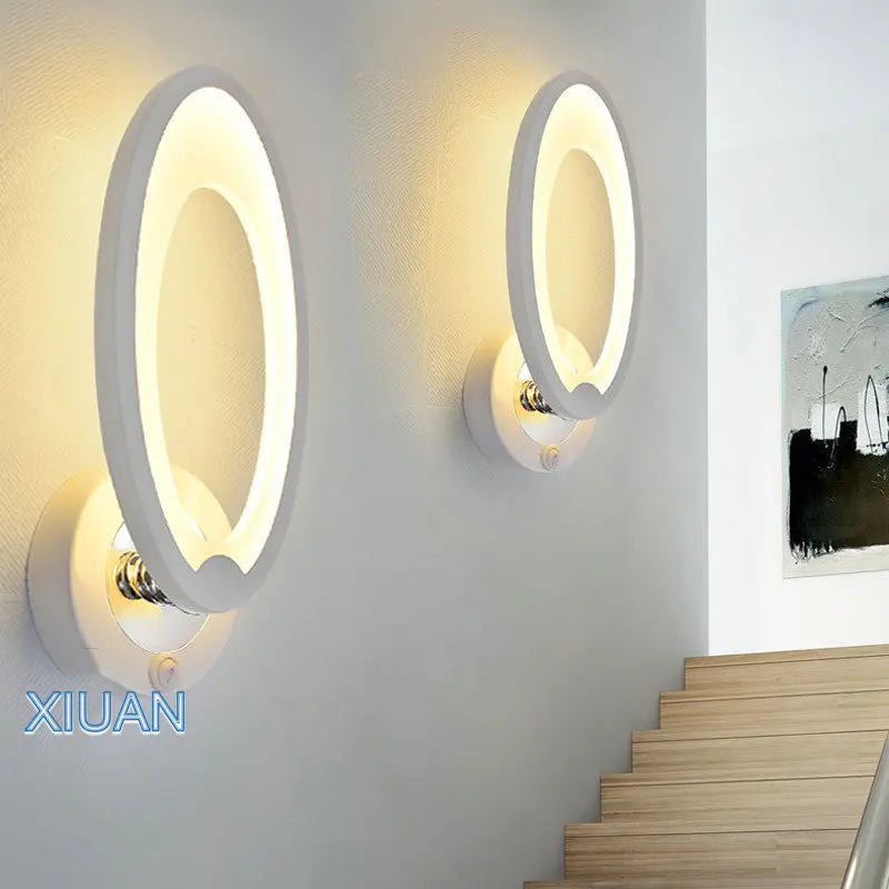 Minimalista Moderno LED Lámpara de Pared con Conmutador de 10W de la CA 85-260V de la Escalera Sala de estar Dormitorio de la Mesita de Luz de Pared de Blanco alrededor de las Lámparas 2