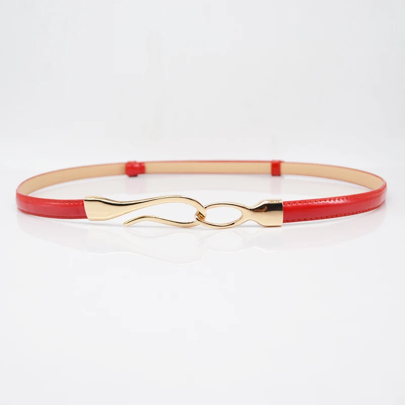 Nueva Moda de la Mujer Cinturón Ajustable Elegante delgados cinturones para las mujeres que coincida con el vestido de decorar la Patente de cuero de cintura roja ceinture femme 2