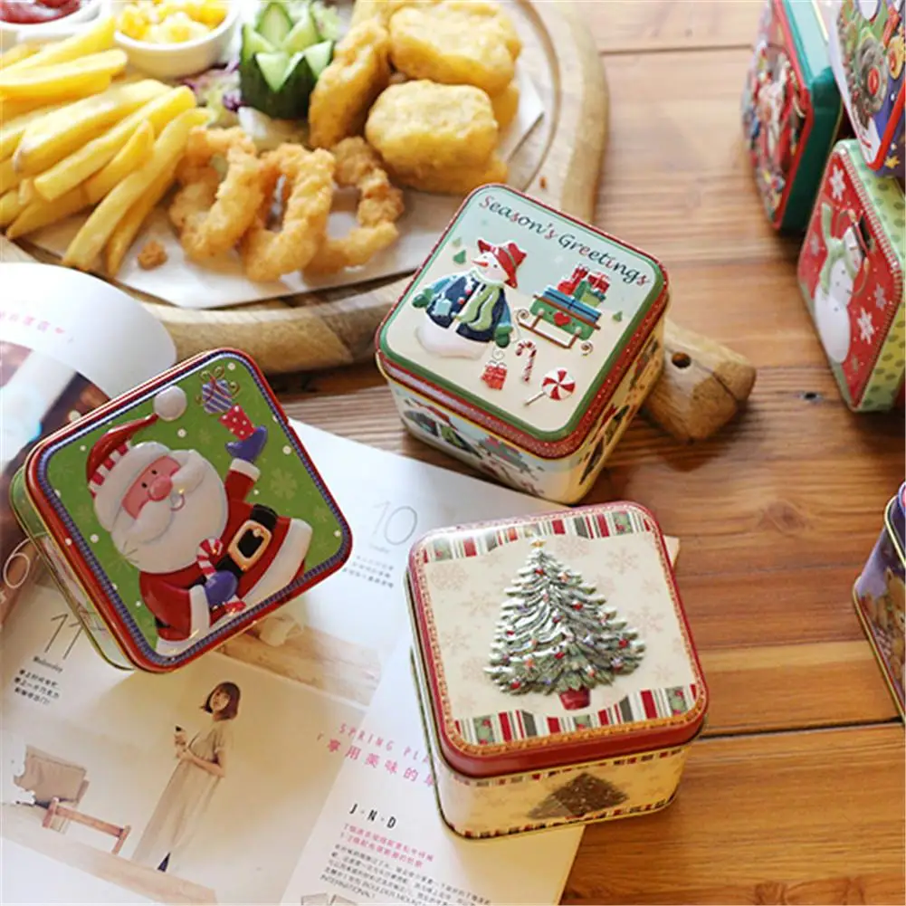 Caja de regalo de Dulces de Navidad de Embalaje de los Niños los Regalos de la Pequeña Caja de Lata de la Galleta de Embalaje Caja de Regalo de la Decoración de la Navidad Crafts12PCS 2