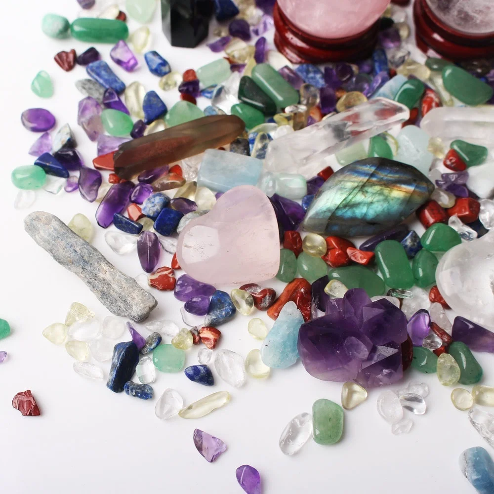 Un montón de Coloridos Naturales de Cristal de Cuarzo 7 Chakra del Obelisco de la Bola de Grava Muestras de Minerales Curativas de la piedra preciosa 2