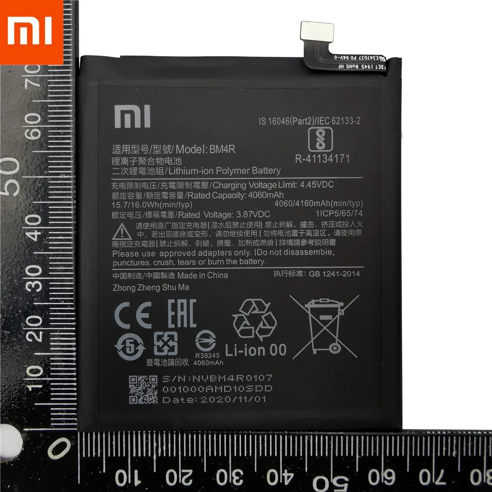 Xiao Mi Original BM4R de la Batería De Xiaomi Mi 10 Lite 5G BM4R Genuino de Reemplazo de la Batería para Teléfono de la 4160mAh Con Herramientas Libres 2