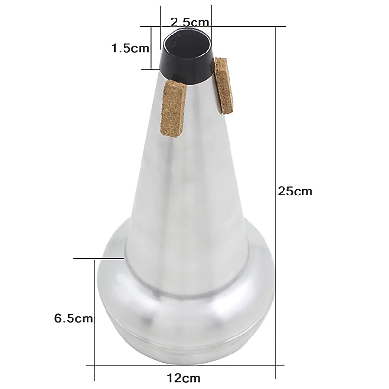 1Pc de la Luz-Peso de la Práctica Trombón Recta Silencio Silenciador Sourdine de Aluminio Para saxo Alto, Trombón Tenor de Plata 2