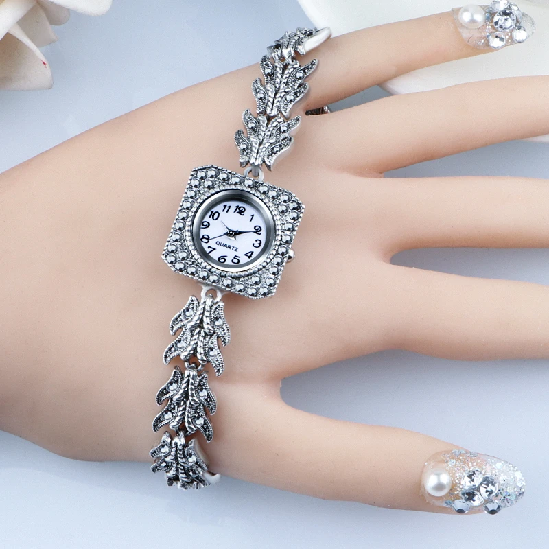 QINGXIYA 2020 Nuevas Señoras de los Relojes de Pulsera Reloj de Vestir de las Mujeres de Diamante de Cristal de Cuarzo Relojes Antiguos de Plata del Reloj de las Mujeres Montre Femme 2