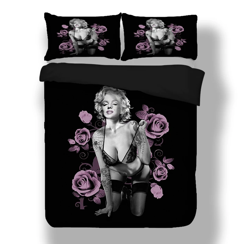 Sexy 3d Marilyn Monroe juego de Cama funda de Edredón de Cama Conjunto Camas queen king size textiles para el hogar 2