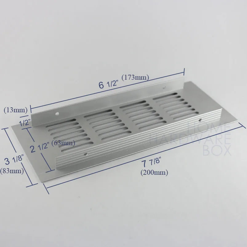 200x80mm de aluminio de aire de ventilación de la cubierta de la rejilla de ventilación de aire del panel de zapatos de gabinete rectángulo 2