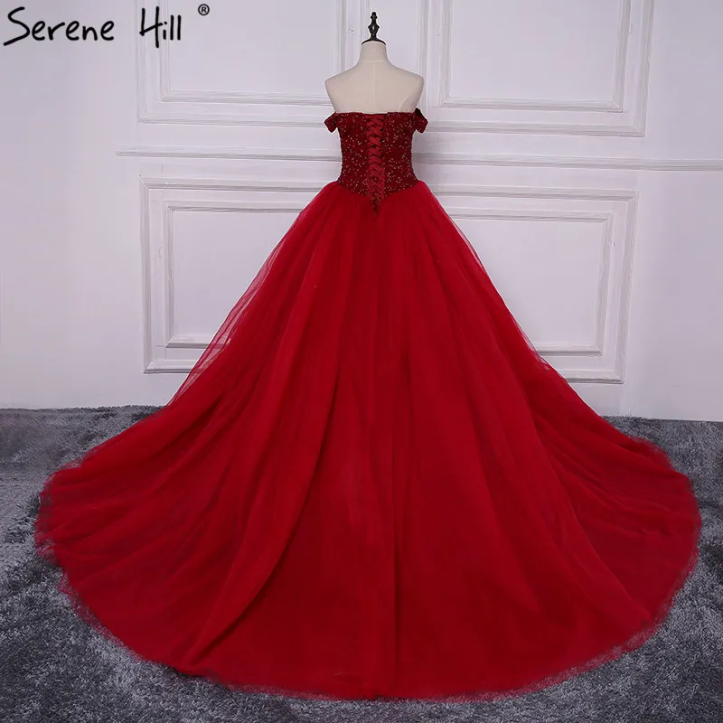 De lujo con Abalorios de Cristal Rojo Hinchada Vestido de Bola de la Princesa Vestidos de Novia Vestido de 2020 de Novia de la Boda Vestido de HA2169 2