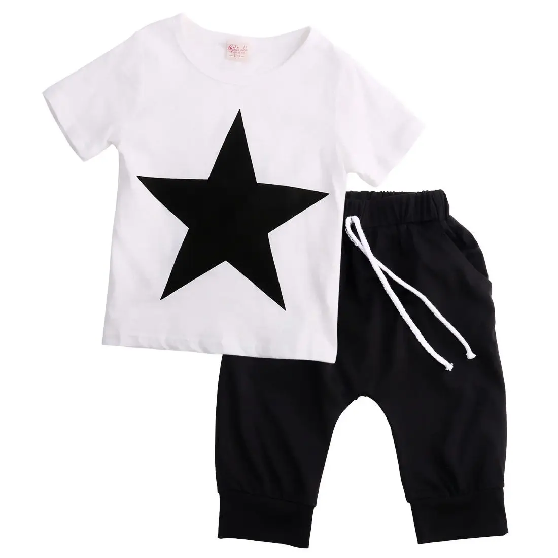 Niño Niños Ropa de Niños del Bebé Star T-shirt Tops, Pantalones Harem, 2pcs Trajes Conjunto de Ropa 2-7Y 2