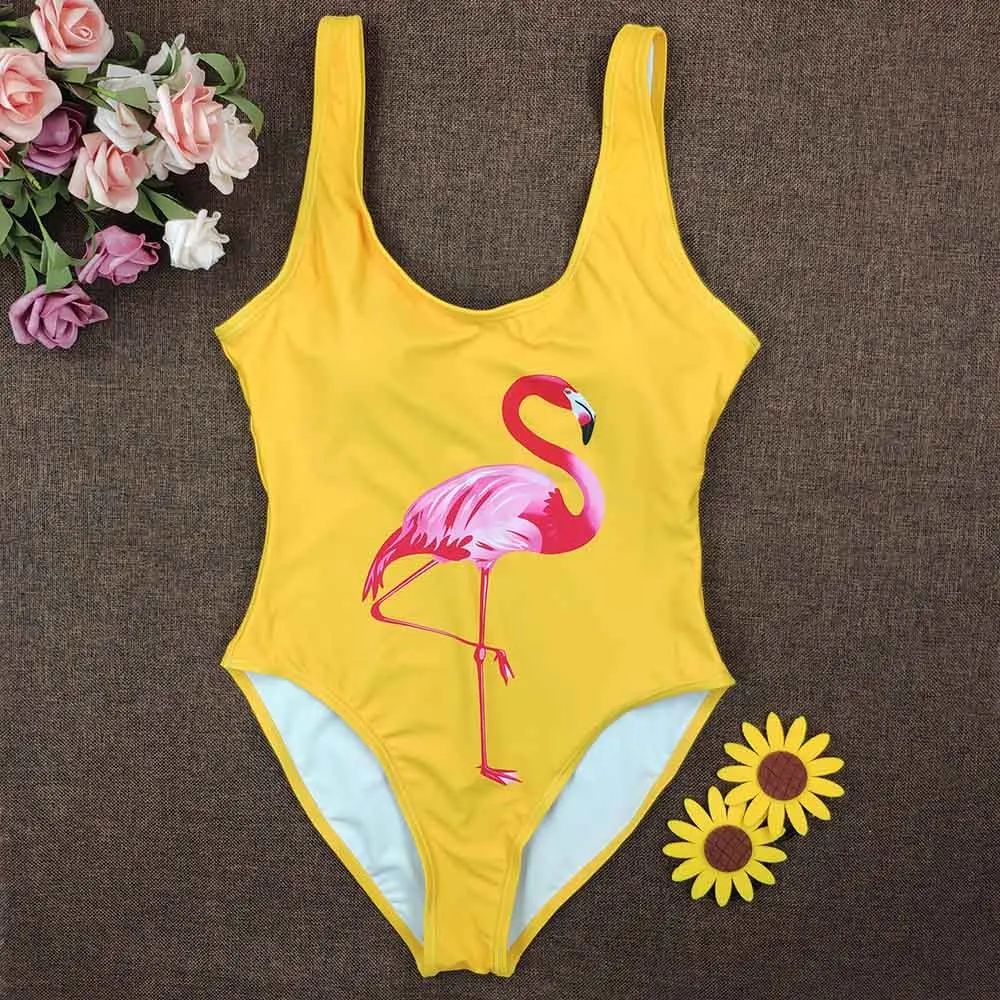 Trajes de baño 2019 Mujeres de Una sola Pieza Traje de baño de los pájaros Impreso de Verano Traje de Baño ropa de playa de Verano Maillot de bain Monokini Brasil 2