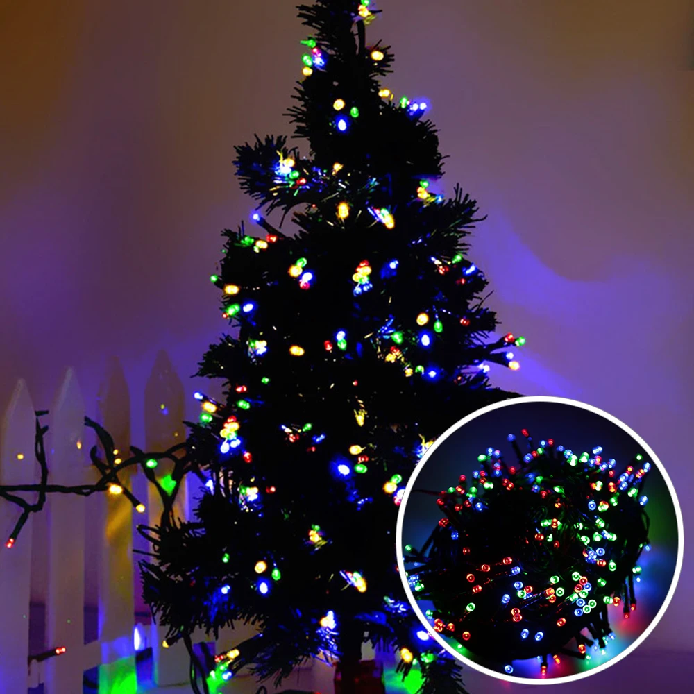 10M Guirnalda de Luces de Navidad RGB LED Cadena de Luz de Interior al aire libre de Navidad Decoración del Árbol de 100 LEDs Impermeable de Vacaciones Luces de Hadas 2