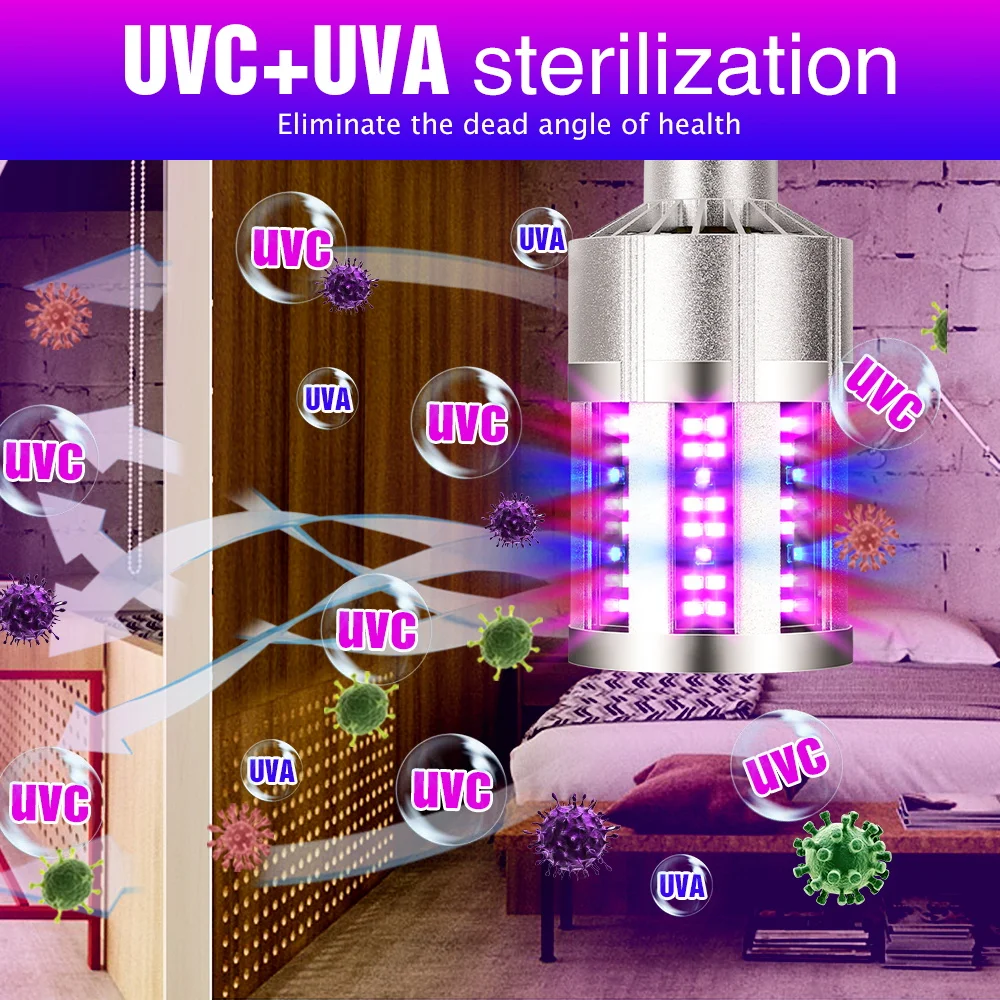265nm Luz Ultravioleta Bactericida de la Esterilización de la Lámpara 9 18 UVC Bombilla LED E27 LED UV de la Lámpara Desinfection de Luz LED de Maíz Bombilla de 220V 2