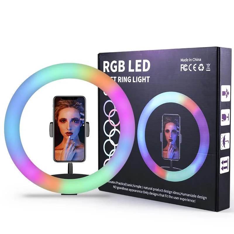 10 pulgadas RGB Luz del Anillo del Trípode Soporte de Teléfono LED Selfie anillo de luz Regulable Colorida Fotografía Anillo de la Lámpara para el Streaming de Twitch 2
