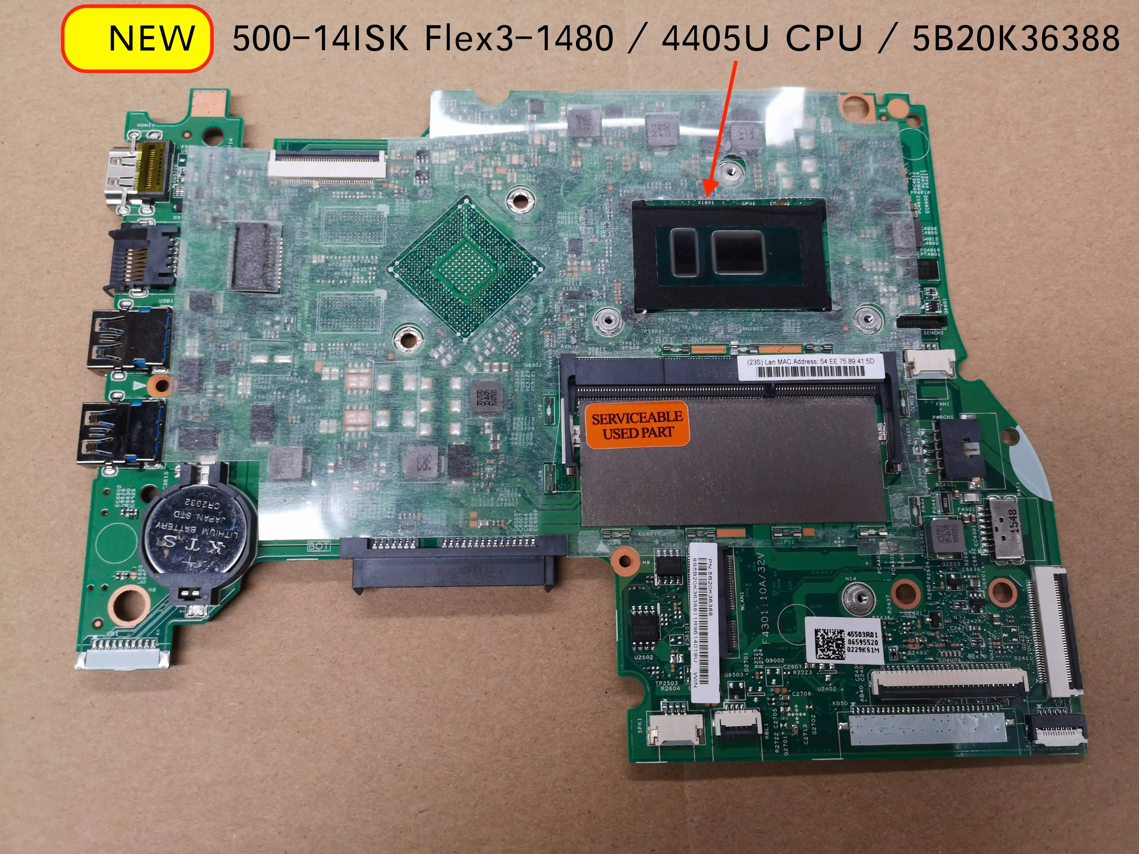 Original Nuevo Para Lenovo Yoga 500-14isk flex 3-1480 de la placa base del ordenador portátil 5B20K36388 con intel 4405 CPU 448.06701.0011 2