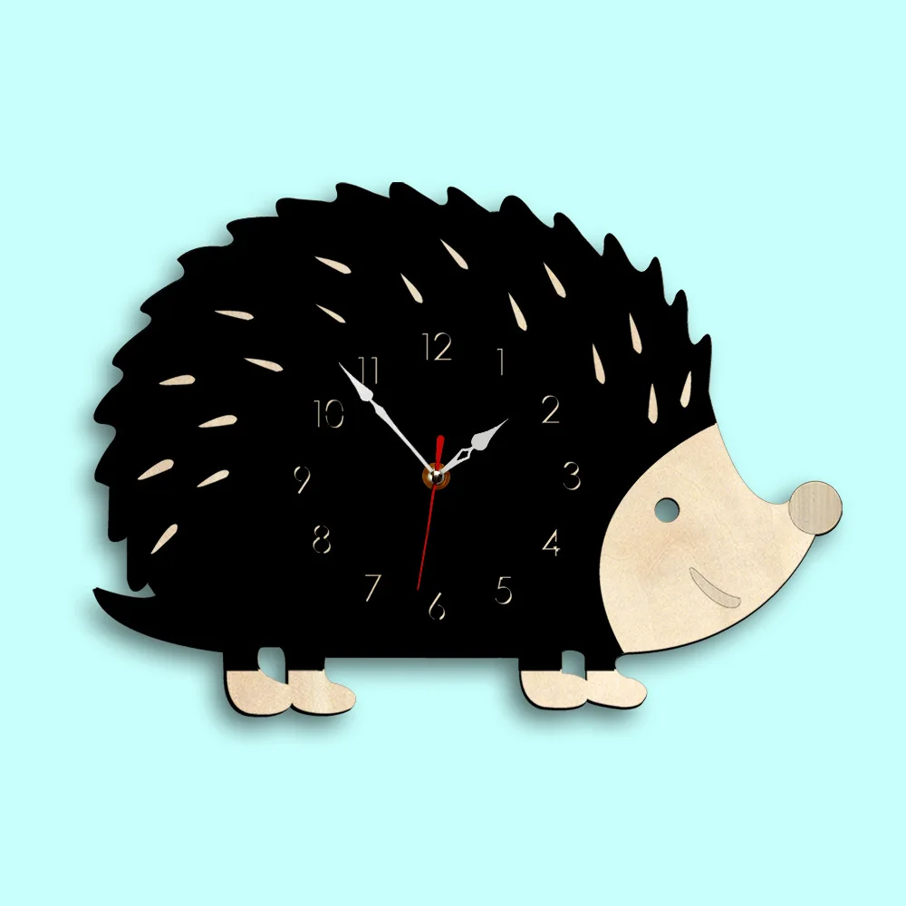 De Moda Creativo De Erizo Reloj De Pared Animal Reloj De La Sala De Estar Dormitorio Decorativo Reloj 2