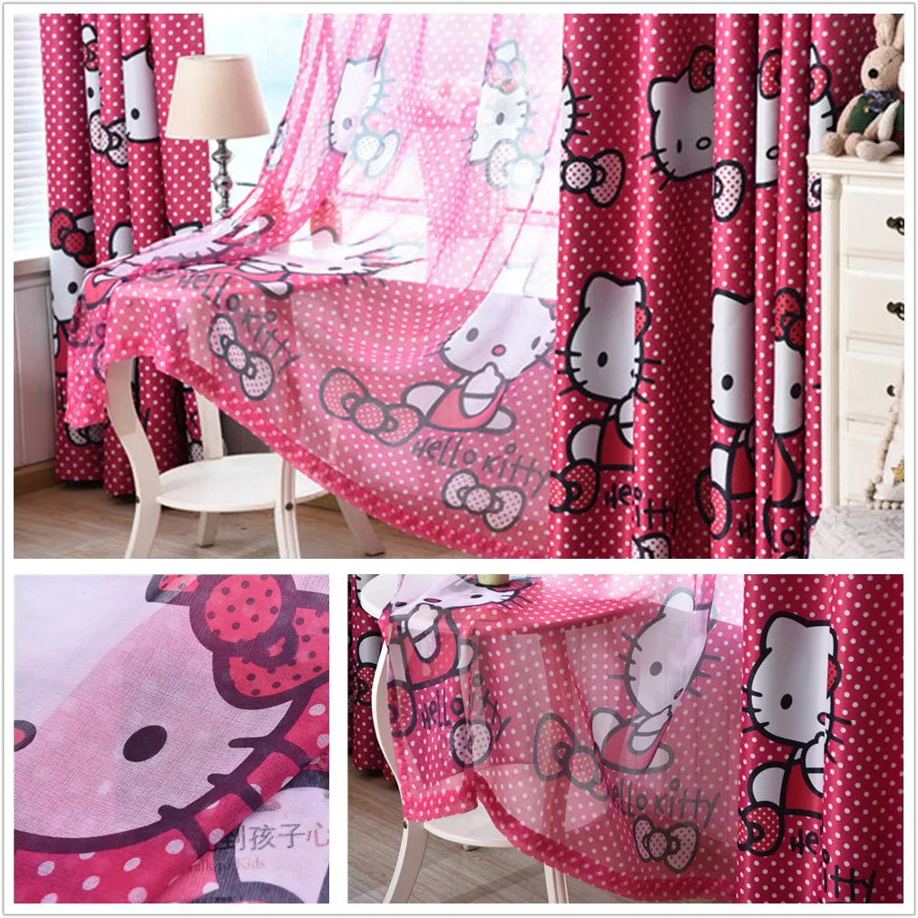 Pink Cat Impresión de Cortinas Opacas para las Niñas Ventana del Dormitorio de la Decoración 1 Pieza de Tejido de Poliéster Lindo Sala de estar, Cocina Cortina 2