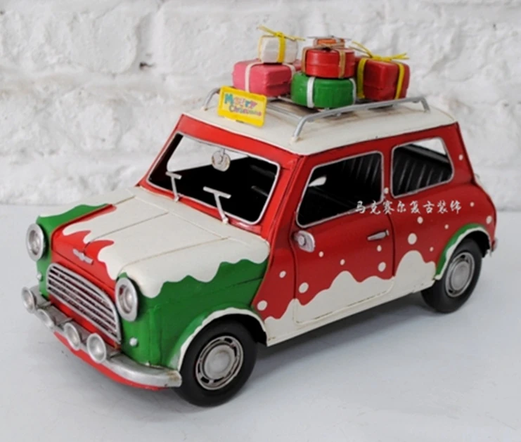 Vintage de hierro modelo de coche de la navidad decoraciones para el hogar adornos vintage de la pintura del coche artesanías COCHE de salón retro en decoración 2