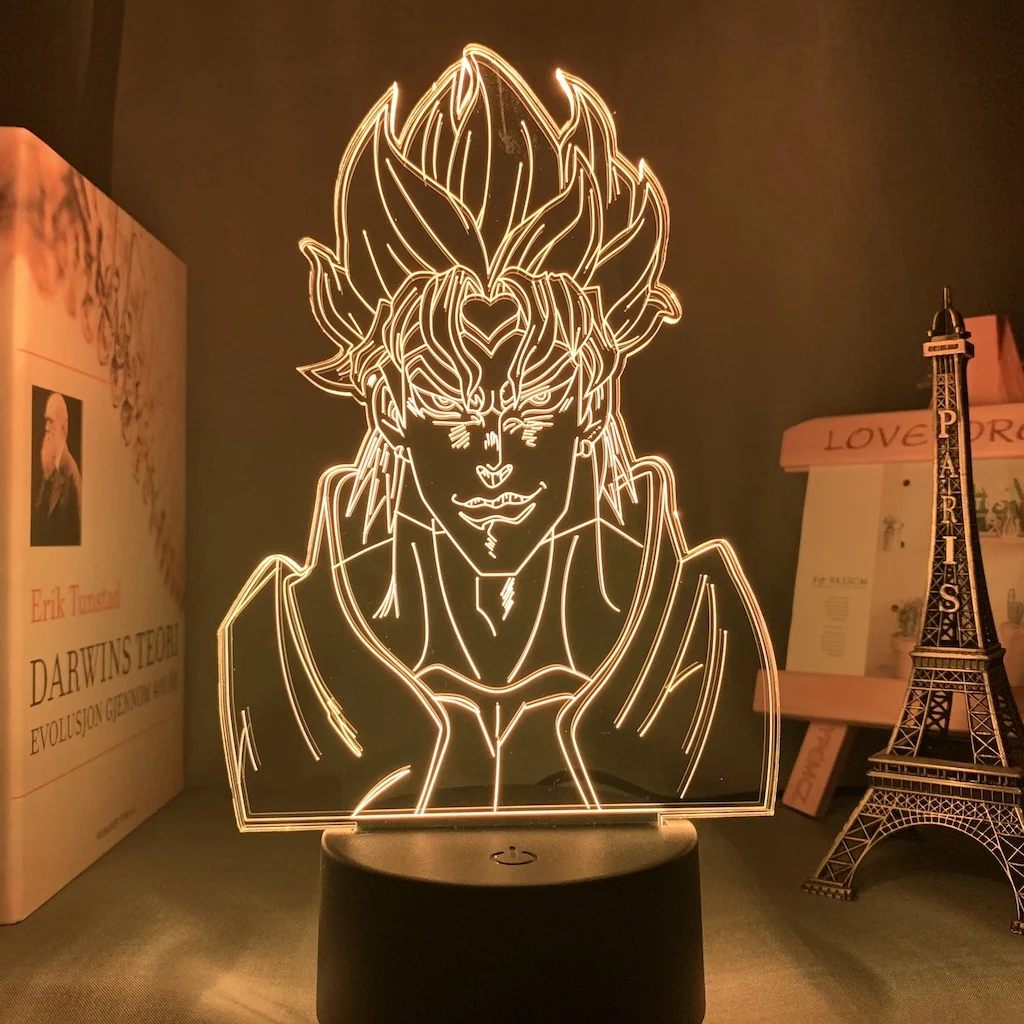 Acrílico Lámpara de Noche de Anime JoJos Bizarre Adventure para el Dormitorio de la Decoración de la Luz del Sensor Táctil Colorida de la Tabla del Led Luz de la Noche la Dio la Figura 2