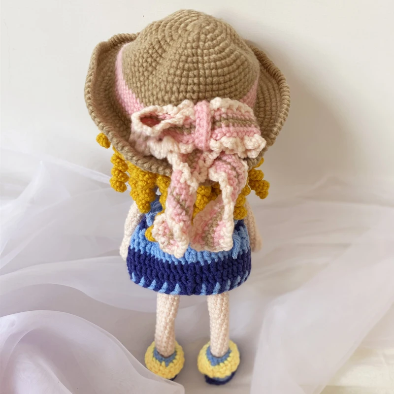 Tejer Muñecos Niño Sunitas Chicas con sombrero de Regalo de Cumpleaños de Crochet de Hilo de Algodón Suave, Juguetes hechos a Mano de Punto de Juguete (producto terminado) 2