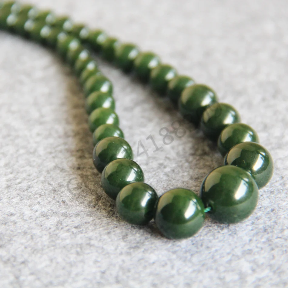 De moda de Primera Joyería 6-14mm de Piedra Collar de Alta calidad Calcedonia Verde de la Ronda de Perlas Cadena de Vínculo de Clásico de Clásicos de la Decoración de 18
