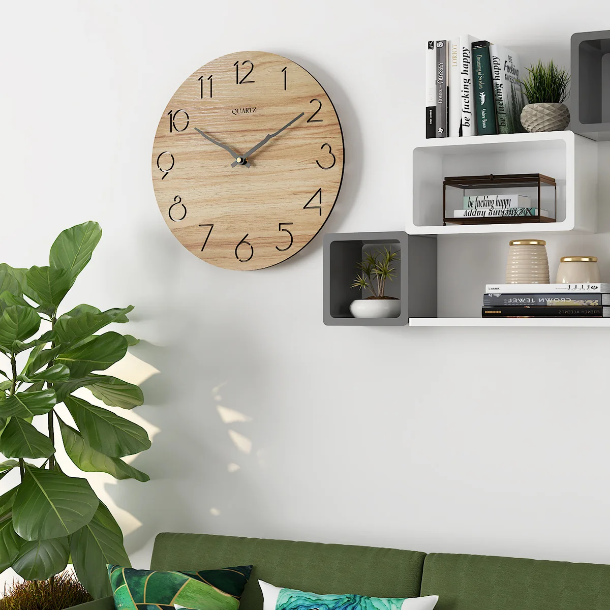 Nórdicos Simple 3D de Madera Reloj de Pared de Diseño Moderno para la Pared de la Sala de Arte de la Decoración de la Cocina de Madera Colgante de Reloj de Pared Reloj de Decoración para el Hogar 2