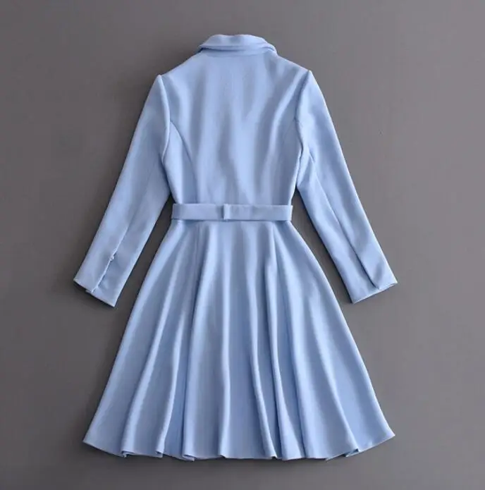 La moda Elegante Blazer Vestidos de Damas de la Oficina de Forma lWear Kate Middleton Princesa Traje de Chaqueta de Alta Calidad Otoño Otoño Vestido Azul 2