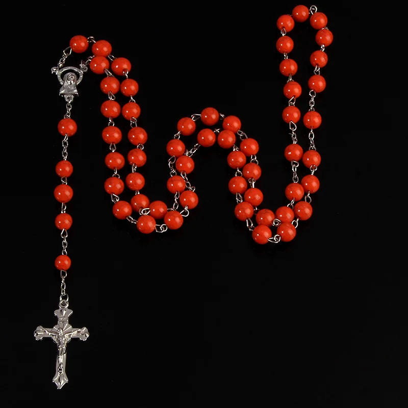 8mm rosario multicolor de perlas de cristal collar, suave bolas de cerámica collar, María rosario. 48 piezas 2