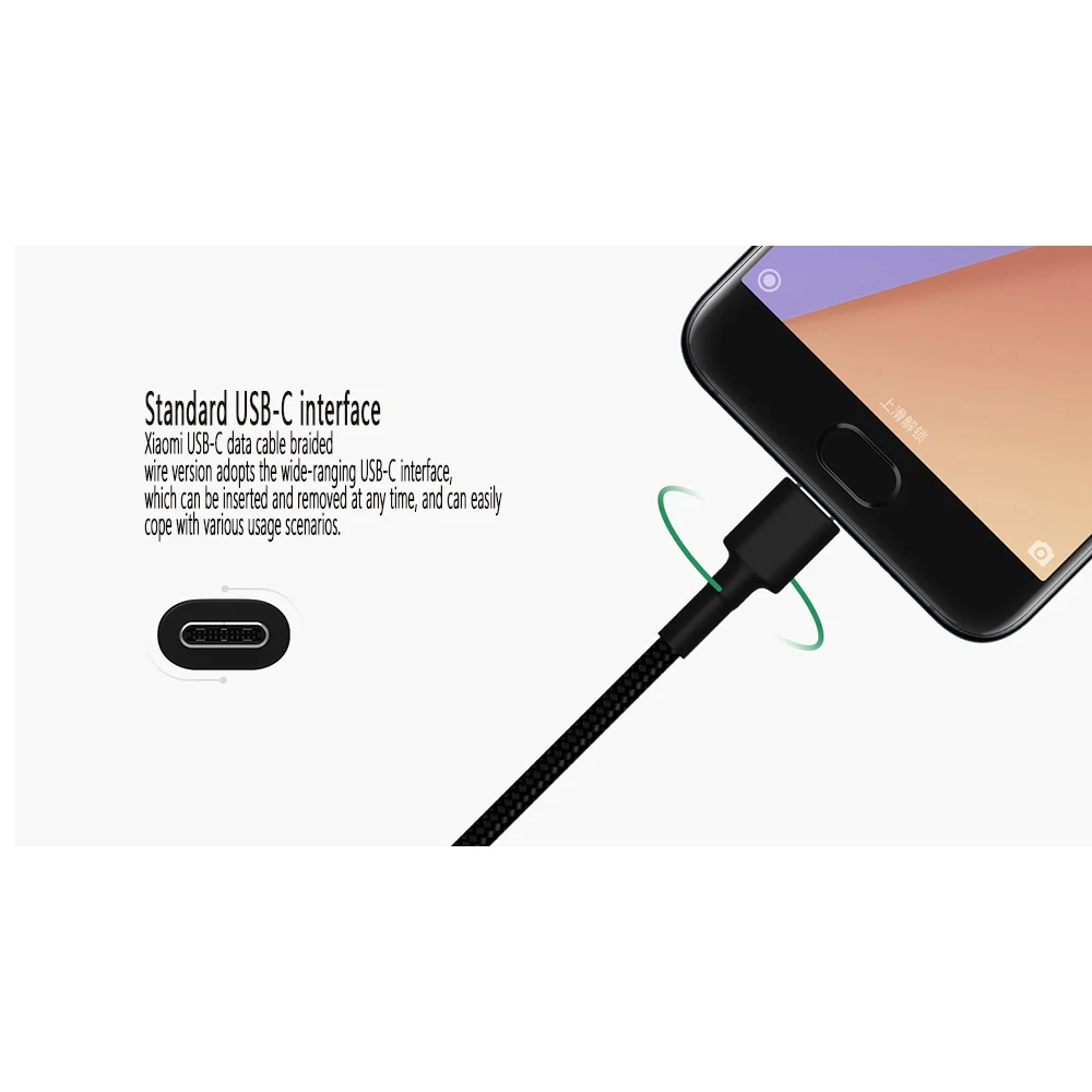 Xiaomi Tipo C Cable de Carga de Alambre Trenzado Versión 1m USB de Carga Rápida de 100cm de Cable Fecha para el Redmi NOTA 7 8 Huawei P20 Samsung 2