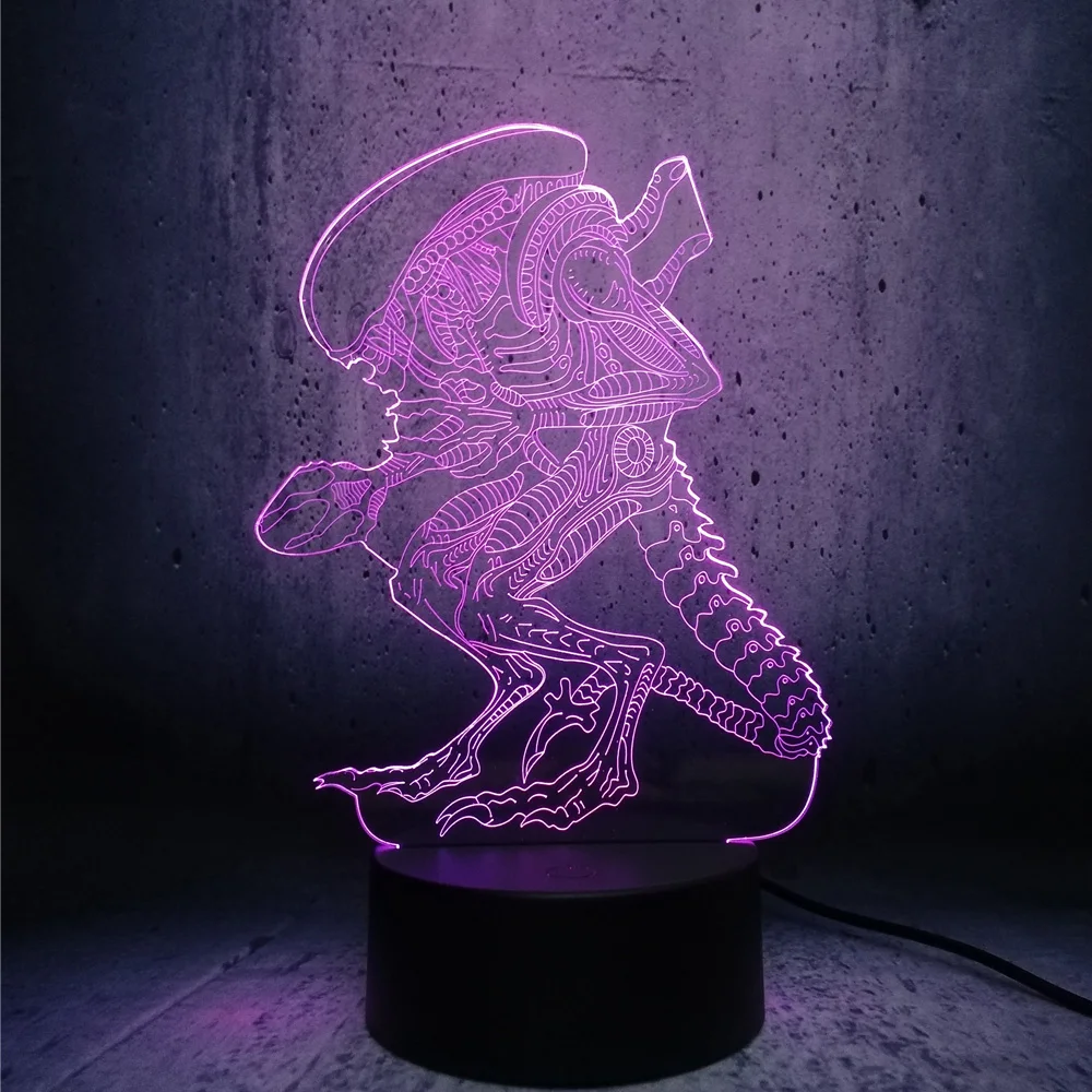 La acción de la Película Alien vs Predator Prometheus 3D USB LED Lámpara de 7 Colores Cambio de Luz de la Noche Extraño Monstruo Alienígena de la lámpara de escritorio decoración 2
