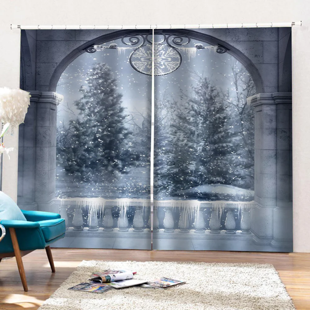 Moderno arco de la cortina de la Decoración del Hogar Apagón 3D Cortina estereoscópica de Navidad de nieve cortinas 2
