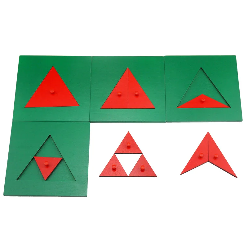 Monterssori de Matemáticas de Juguete de Madera Triángulo de Descomposición Rompecabezas Geométrico del Triángulo de la Cognición Juguetes para los Niños de Aprendizaje Temprano de Preescolar 2