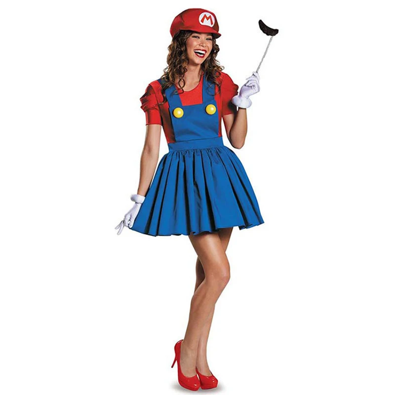 Halloween Super Mario Luigi Bros Traje de las Mujeres Sexy Vestido de Fontanero Traje de la Dama Femenino de Lujo Disfraces de Halloween Trajes de Fiesta 2