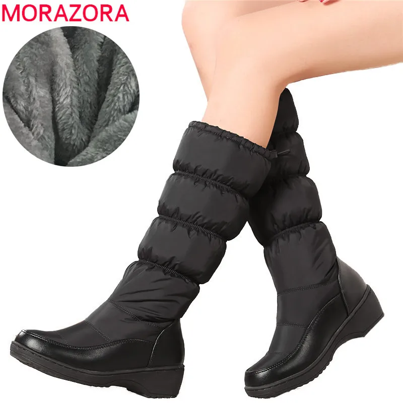 MORAZORA Más el tamaño de 35-44 Nueva 2020 de la mujer de Moda botas de mantener caliente la nieve botas de piel gruesa, a mitad de la pantorrilla botas de invierno de tamaño 35-44 blanco 2
