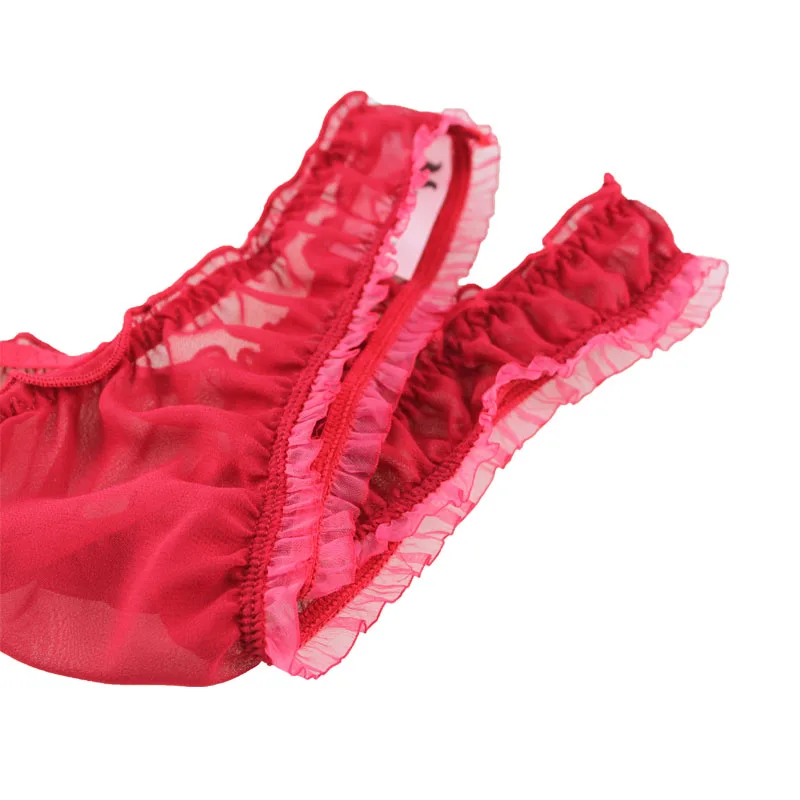 Mierside ZB0034 Mujer Sexy Gasa de color Rojo Panty Cómodo G-string Señoras lingerie 2pieces lote/S/M/L/XL/XXL/3XL/4XL 2