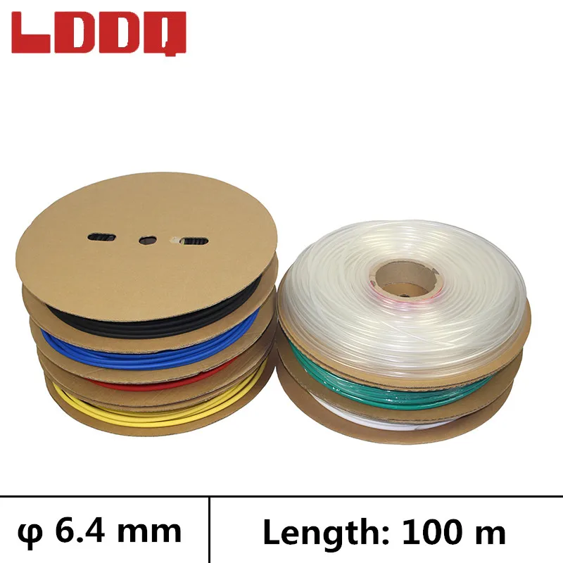 LDDQ 100m de Calor tubo retráctil de 3:1 adhesiva con pegamento Siete colores Dia 6.4 mm manguito de Cable Retráctil tubo gaine termo Impermeable 2