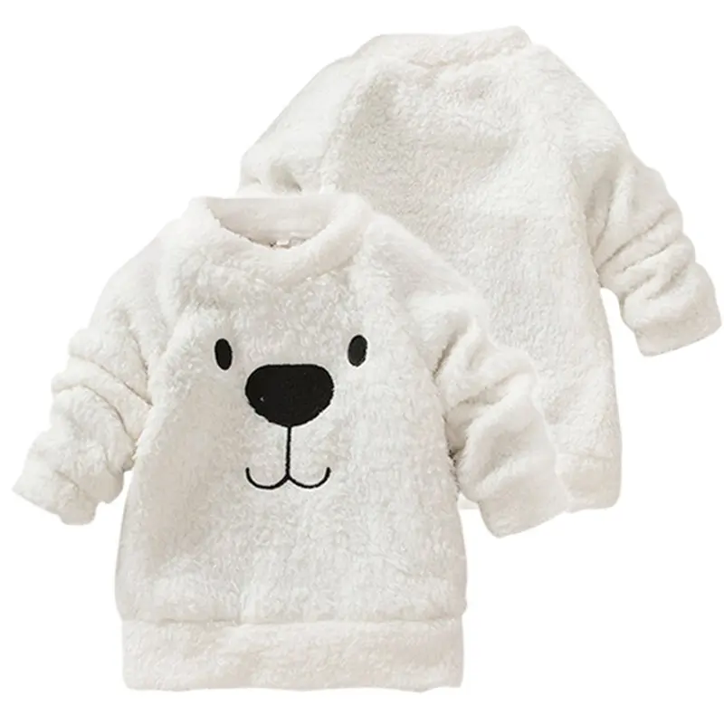 UNIKIDS Niños de la Ropa del Bebé Niños Niñas Encantador Oso Peludo Abrigo Blanco Grueso Suéter de Abrigo 2