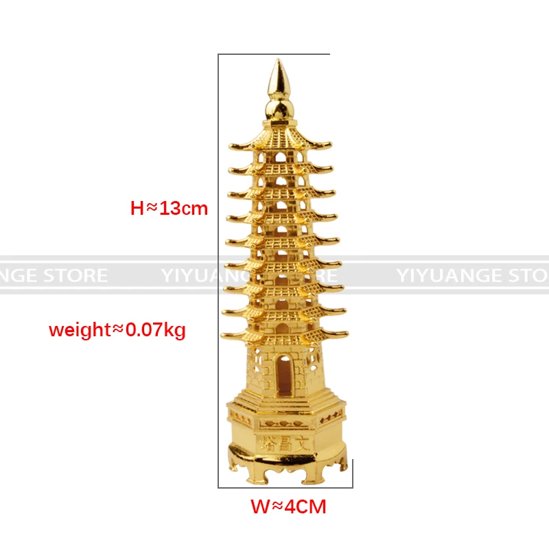El feng shui Metal 3D Modelo de China Wenchang Pagoda de la Torre de la Artesanía de la Estatua de Recuerdos caseros de la Decoración de metal artesanía 13cm 2