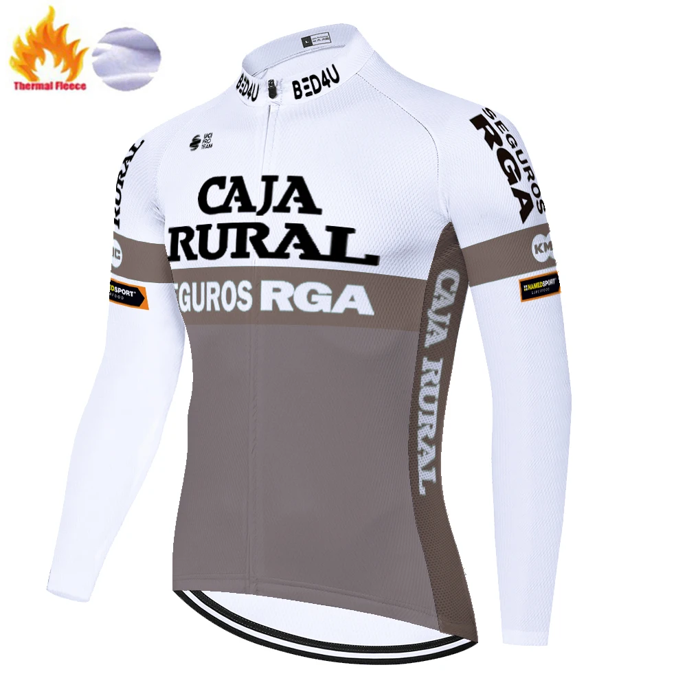 2021 CAJA RURAL de Invierno de Ciclismo jersey de forro Térmico de manga larga camiseta para Bicicletas de mtb Bicicleta ciclismo jersey tricotas hombre ciclismo 2