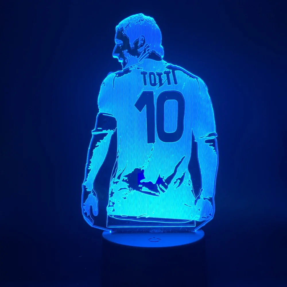 Chicos Lámpara de Mesa de Fútbol Jugador de Fútbol Francesco Totti Vista Posterior Figura Led Luz de Noche para el Dormitorio Decoración de Regalo para el Novio 2