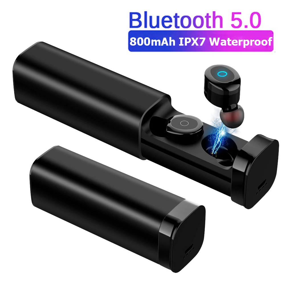 Mini Auricular Bluetooth 5.0+EDR Con dos micrófonos de los Deportes de la prenda Impermeable 3D Auriculares Estéreo de Auto Emparejamiento del Auricular TWS Inalámbrico de Auriculares 2