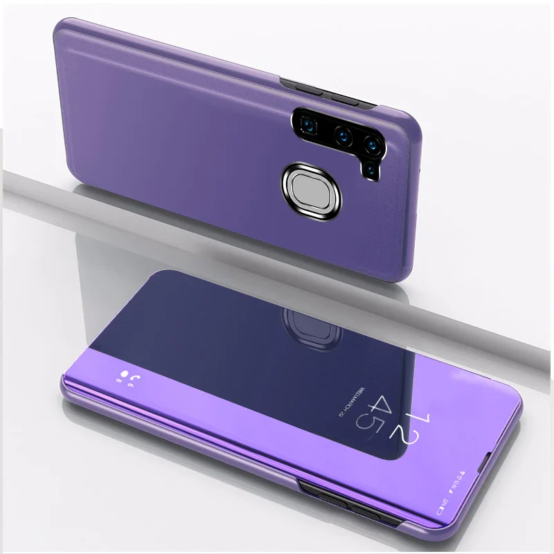 De Lujo Espejo De La Vista Smart Flip Case Para Samsung Galaxy A21 De Pie Cromo Cubierta 2