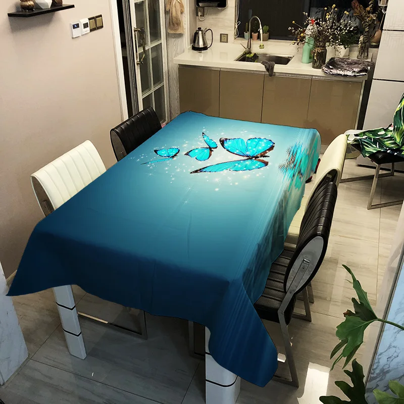Mantel impermeable de la Mariposa de Impresión Digital de la Cubierta de la Mesa resistente a las Manchas de Café, Mesa de Paño Sala de estar Rectángulo tazer 2