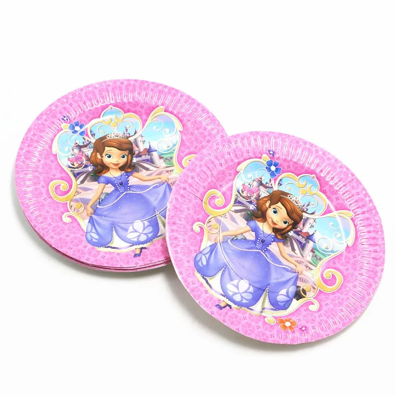Disney Princesa Sofía Tema de Diseño 106Pcs/Lote Rosa Vajillas de las Niñas de la Fiesta de Cumpleaños Decoración Para la Fiesta de la Familia de Suministro 2