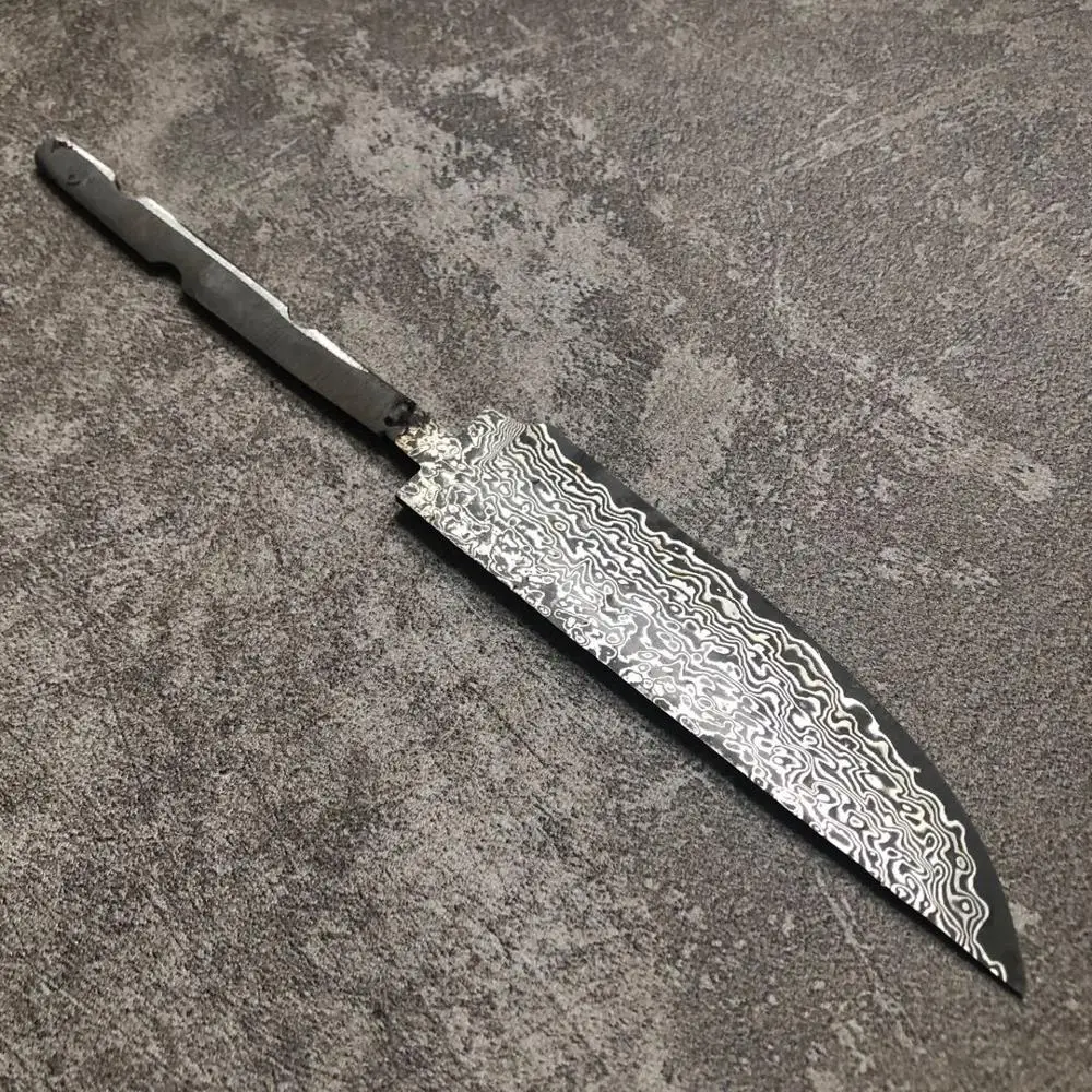 Acero de alto carbono modelo de Damasco cuchillos de caza de BRICOLAJE hoja de tocho en blanco Afilada cuchilla Fija camping cuchillo de supervivencia partes 2
