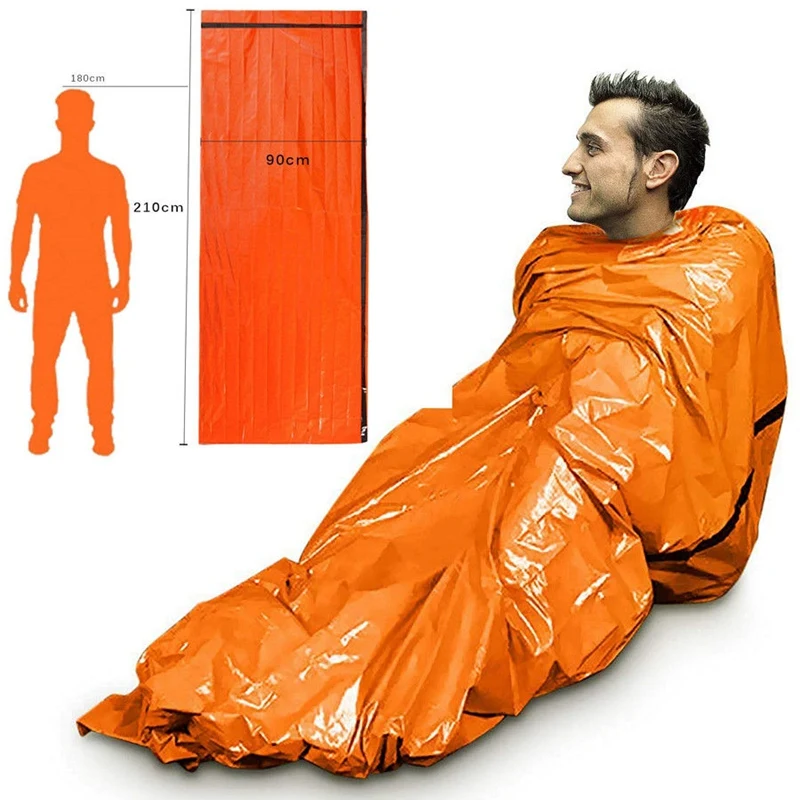2-Pack de Emergencia Saco de Dormir Térmico Impermeable Manta de Supervivencia para Acampar al aire libre Senderismo 2