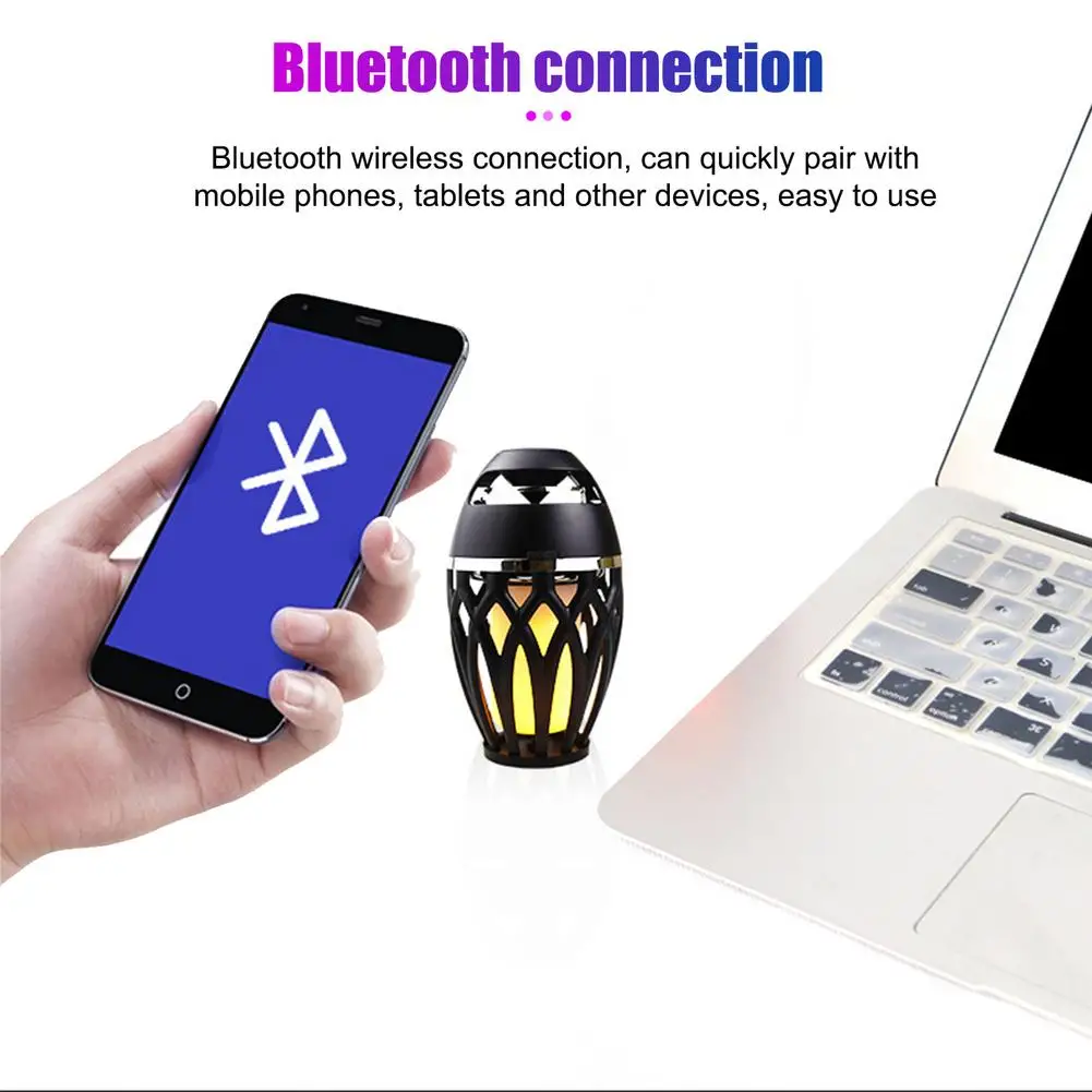 USB de Carga Inalámbrica Bluetooth Altavoz de la Llama de las Lámparas LED al aire libre Pequeña Bluetooth Llama Atmósfera de Luz Para Acampar Escritorio 2