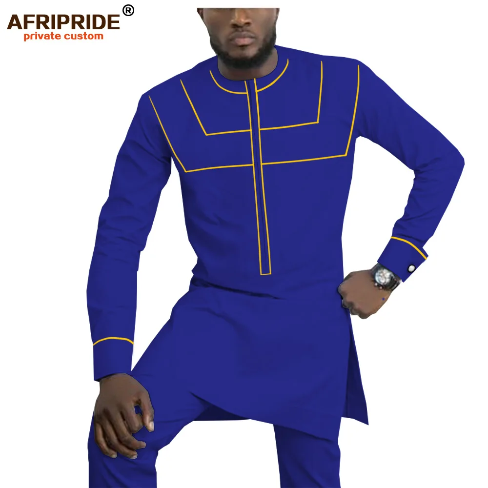 2019 Africana de Prendas de vestir para Hombres Dashiki Mens Trajes Camisas+ Ankara Conjunto de Pantalones de Chándal de Hombres Tribales Atuendo AFRIPRIDE A1916055 2
