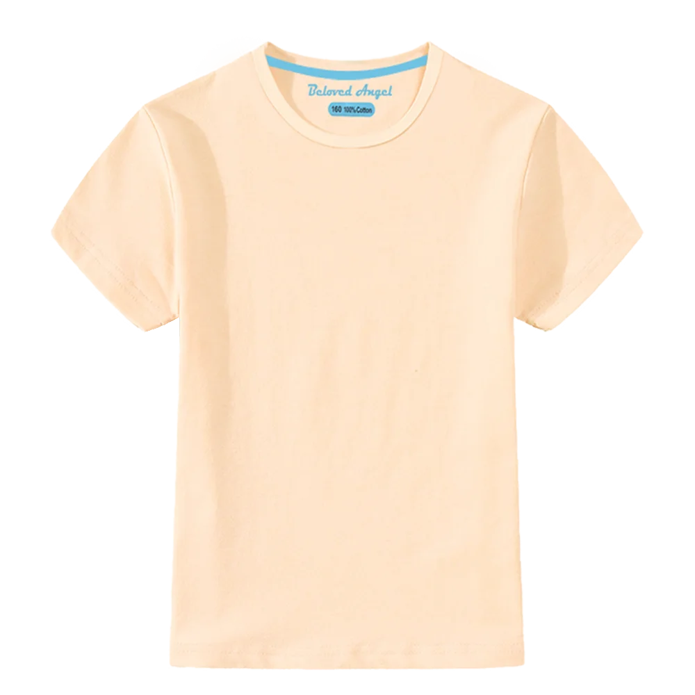 Colores Sólidos Niño Hijo De Verano De Manga Corta T-Shirt Niños De Algodón Negro Rosa Naranja El Cielo Camisetas De Bebé Niño De La Camiseta De La Chica Tops Camisetas 2