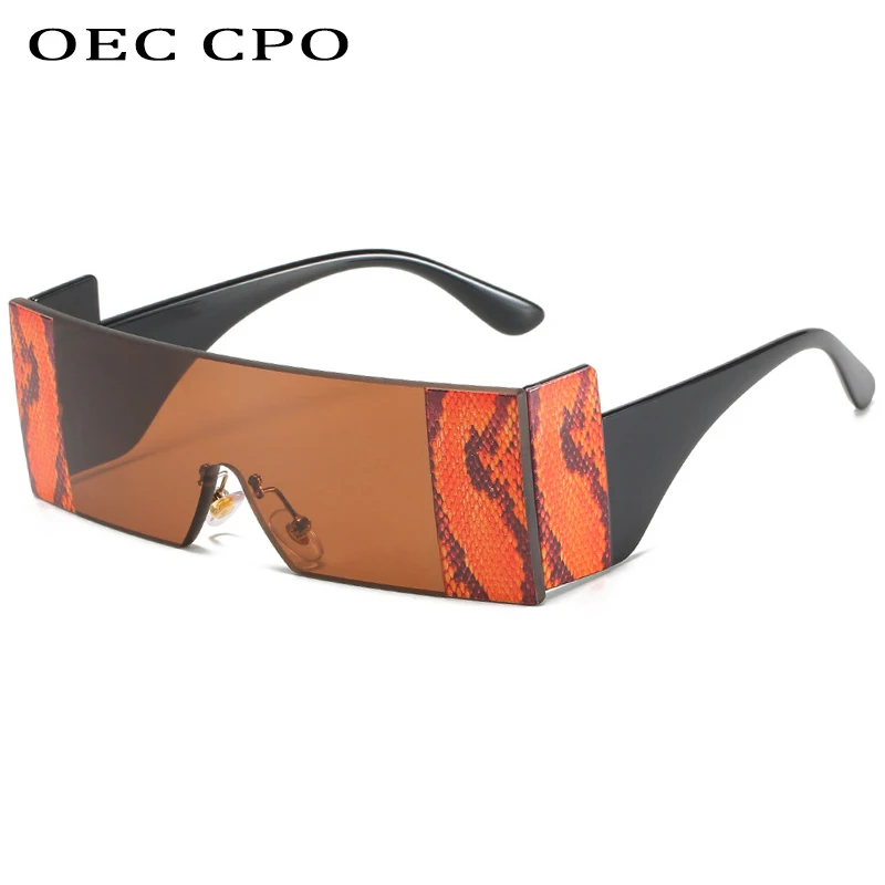 OEC CPO de gran tamaño del Rectángulo de Gafas de sol de las Mujeres de la Marca de Moda de Una Pieza Cuadrada de Gafas de Sol para los Hombres Gafas Tonos UV400 O592 2