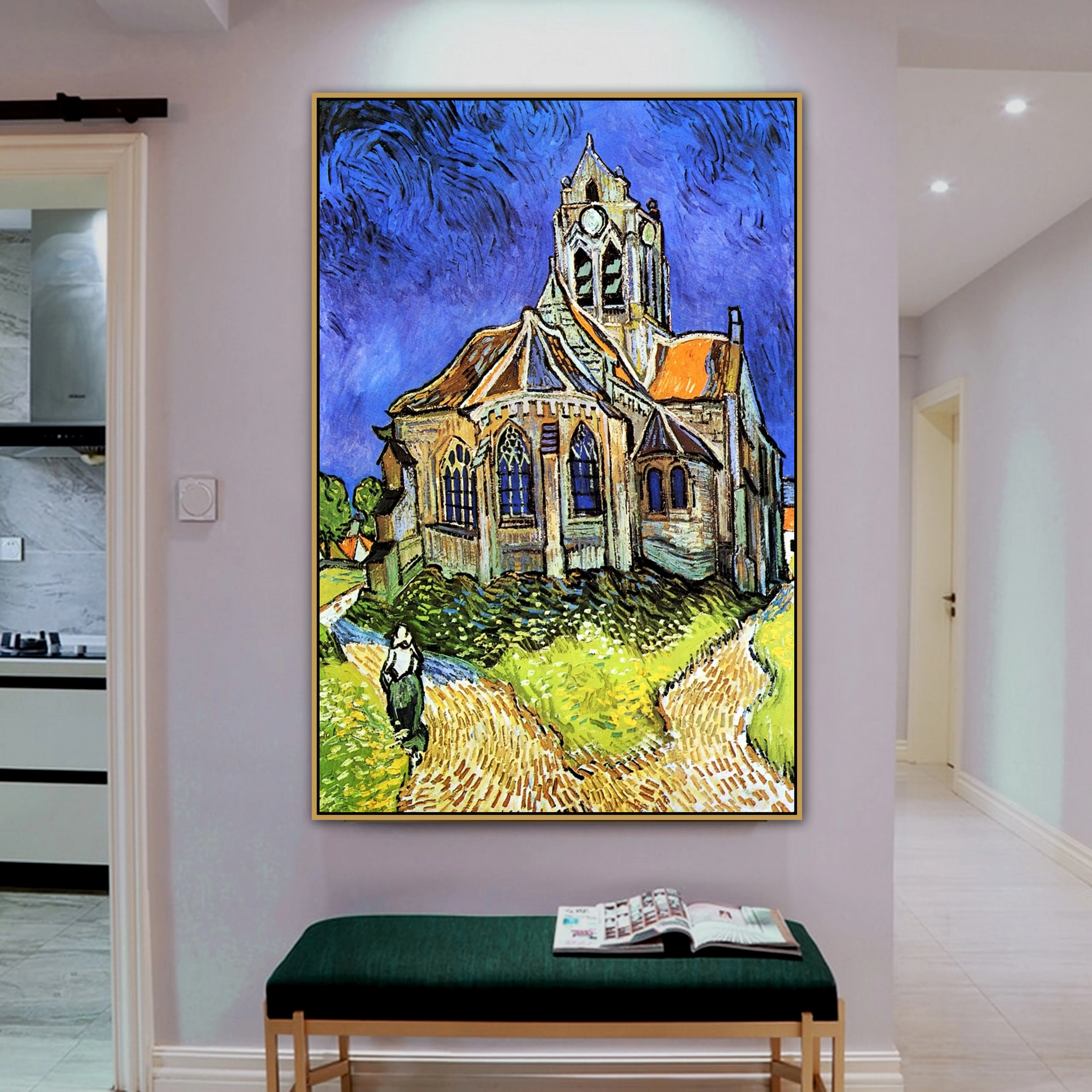 Vincent Willem Viejo Maestro Famoso Artista de La Iglesia en Auvers-sur-Pintura en tela, la Impresión del Cartel para la Decoración de la Habitación de Arte de la Pared 2