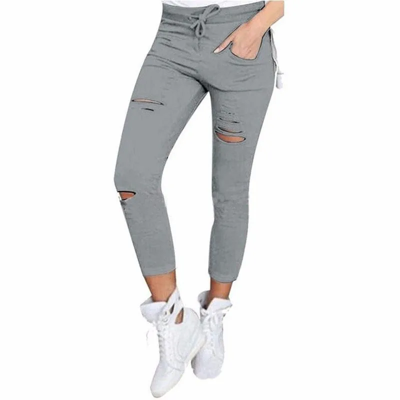2020 Nuevas Ripped Jeans Para Mujeres De Gran Tamaño Que Arrancó Los Pantalones De Estiramiento Lápiz Pantalones De Las Polainas De Los Pantalones Vaqueros De Las Mujeres 2